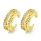 Brass Micro Pave Cubic Zirconia Cuff Earrings, for Women, Real 18K Gold Plated, 14x5mm