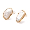 Sterling Silver Stud Earrings, with Natural Pearl, Jewely for Women, Irregular Oval, Real 18K Gold Plated, 15x13mm