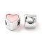 Rack Plating Alloy Enamel European Beads, Large Hole Beads, Heart, Platinum, 9x10x7mm, Hole: 4.5mm