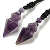 Natural Mixed Gemstone Conical Pendulum Pendant Necklace with Nylon Cord for Women NJEW-B106-01-2