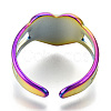 304 Stainless Steel Heart Cuff Rings RJEW-N038-118M-4