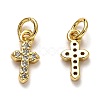 Brass Micro Pave Cubic Zirconia Tiny Cross Charms ZIRC-H119-04-3