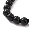 Synthetic Black Stone & Alloy Buddha Head Beaded Strech Bracelets BJEW-JB09420-02-3