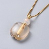 Natural Gemstone Perfume Bottle Pendant Necklaces NJEW-F251-12-5