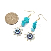 Evil Eye Synthetic Turquoise Chip & Seed Beads Dangle Earrings EJEW-MZ00166-05-3