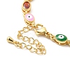 Enamel Evil Eye & Glass Oval Link Chain Bracelet BJEW-G663-01G-01-4