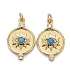 Brass Micro Pave Clear & Blue Cubic Zirconia Pendants ZIRC-Z011-29G-1