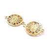 Rack Plating Brass Micro Pave Clear Cubic Zirconia Flat Round Connector Charms KK-C063-20G-2