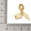 Rack Plating Brass Pink Enamel European Dangle Charms KK-P279-42G-3