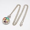 Openable Printed Porcelain Pocket Watch Necklace X-WACH-M008-M-2