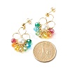Flower Colorful Glass Beads Dangle Earrings for Girl Women EJEW-TA00010-4