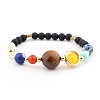 Natural Tiger Eye & Red Agate & Topaz Jade Stretch Bracelets PW-WG86409-03-1