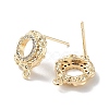 Brass Micro Pave Cubic Zirconia Stud Earring Findings KK-E107-18G-2