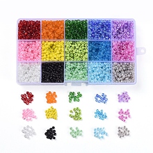 15 Colors 6/0 Glass Seed Beads SEED-X0052-04-4mm