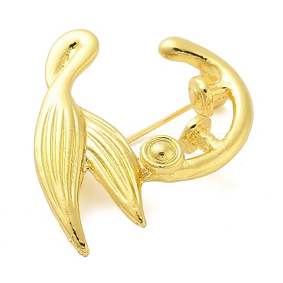 Whale Tail Zinc Alloy Brooches for Backpack Clothes JEWB-S029-01G-1