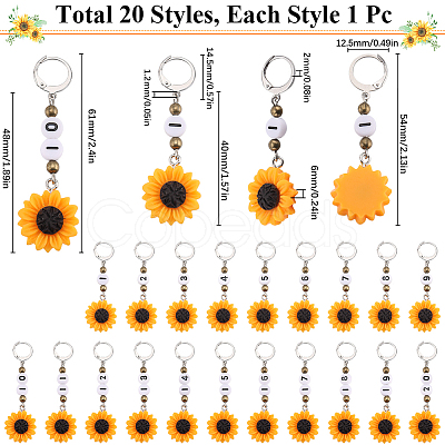 Resin Sunflower Pendant Decorations HJEW-SC00058-1