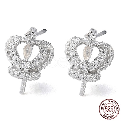 Rhodium Plated 925 Sterling Silver Stud Earring Findings STER-M115-14P-1