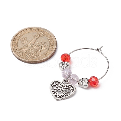 Valentine's Day Heart Alloy Wine Glass Charms AJEW-JO00228-1