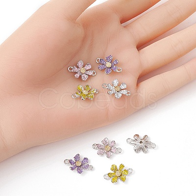 8Pcs 4 Colors Alloy Enamel Connector Charms FIND-YW0003-74-1