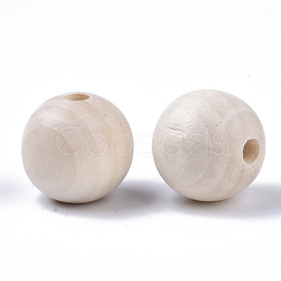 Unfinished Natural Wood Beads X-WOOD-S651-A20mm-LF-1