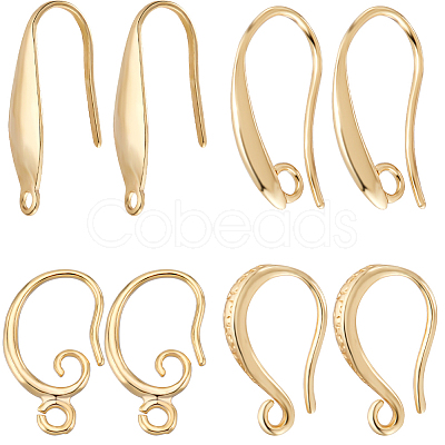 Beebeecraft 32Pcs 4 Style Brass & 316 Surgical Stainless Steel Earring Hooks KK-BBC0012-58-1