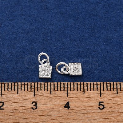 Brass Micro Pave Cubic Zirconia Charms KK-C071-12S-1