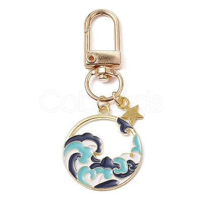 Chinese Style Alloy Enamel Pendant Decoratios HJEW-JM01091-1