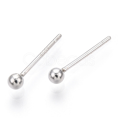 925 Sterling Silver Round Ball Stud Earrings STER-T005-01B-1