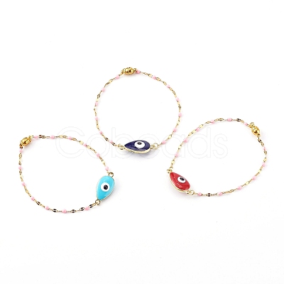 Alloy Enamel Evil Eye Link Bracelets BJEW-JB05973-1