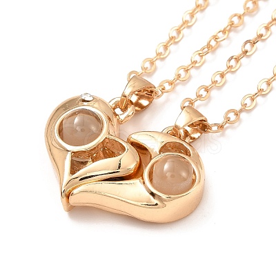 Rack Plating Alloy Heart Pendant Necklaces Sets NJEW-B081-05-1