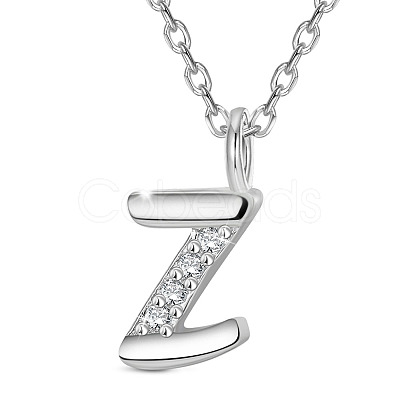 SHEGRACE Rhodium Plated 925 Sterling Silver Initial Pendant Necklaces JN922A-1