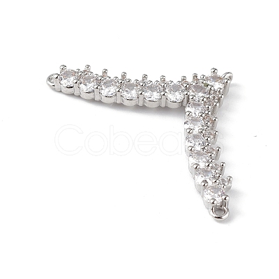 Rack Plating Brass Micro Pave Clear Cubic Zirconia Chandelier Component Link KK-C019-25P-1