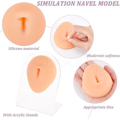 Soft Silicone Belly Button Flexible Model Body Part Displays with Acrylic Stands ODIS-WH0002-21-1