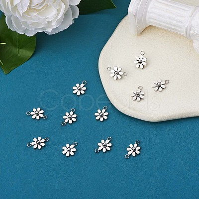 12Pcs 430 Stainless Steel Small Flower Connector Charms & Pendants JX240A-1