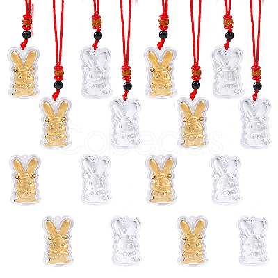 CHGCRAFT 16Pcs 2 Colors Gold Foil Rabbit Pendant Necklaces Set with Red Ropes NJEW-CA0001-08-1