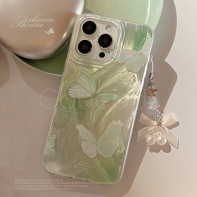 Summer Green Butterfly TPU Plastic Mobile Phone Cover PW-WG901B1-09-1