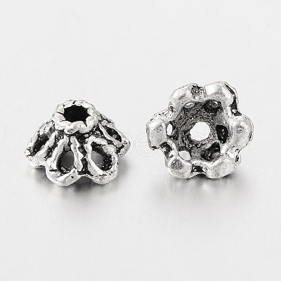 Antique Silver Flower Bead Caps X-AA296-1