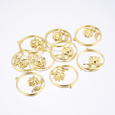 Alloy Flower Pendants EA13268Y-G-1