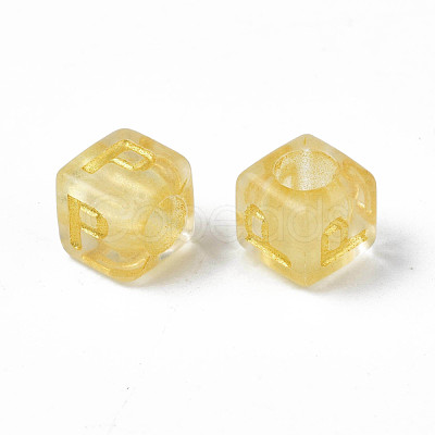 Transparent Golden Plating Acrylic Beads PACR-S219-24-1