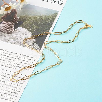 304 Stainless Steel Paperclip Chains Necklace NJEW-JN03593-01-1