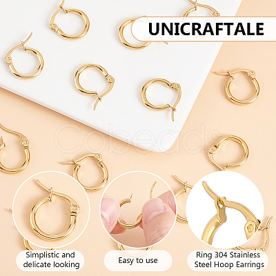 Unicraftale Ring 304 Stainless Steel Hoop Earrings EJEW-UN0001-05-11G-A-1