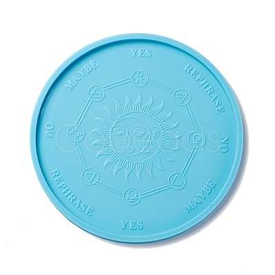 Astrology Board Theme Flat Round Cup Mat Silicone Molds DIY-I088-06A-1