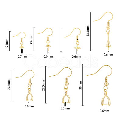 SUPERFINDINGS 28Pcs 7 Style Rack Plating Brass Earring Hooks KK-FH0005-79-1