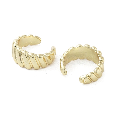 Rack Plating Brass Cuff Ring Finding EJEW-C081-15G-1