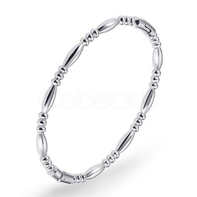 304 Stainless Steel Oval Beaded Hinged Bangle JB759A-1