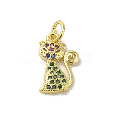 Real 18K Gold Plated Brass Pave Colorful Cubic Zirconia Pendants KK-M283-06G-02-1