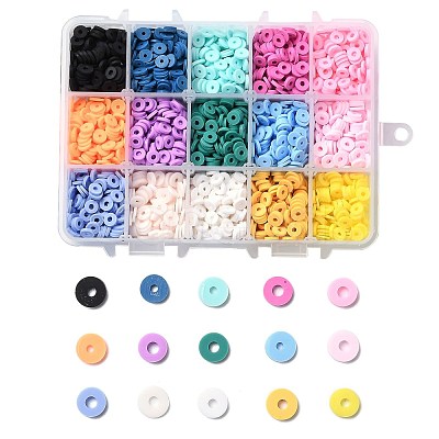 150G 15 Colors Handmade Polymer Clay Beads CLAY-JP0001-13-6mm-1