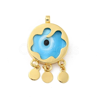 Rack Plating Handmade Evil Eye Lampwork Pendants KK-F838-01D-G-1