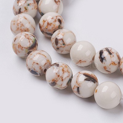 Sea Shell and Synthetic Turquoise Assembled Beads Strands X-G-G758-08-10mm-1