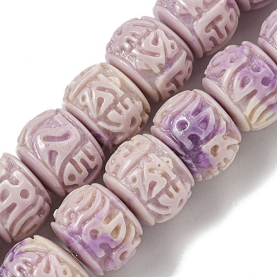 Synthetic Shell Dyed Carved Beads Strands SHEL-I001-02B-01-1